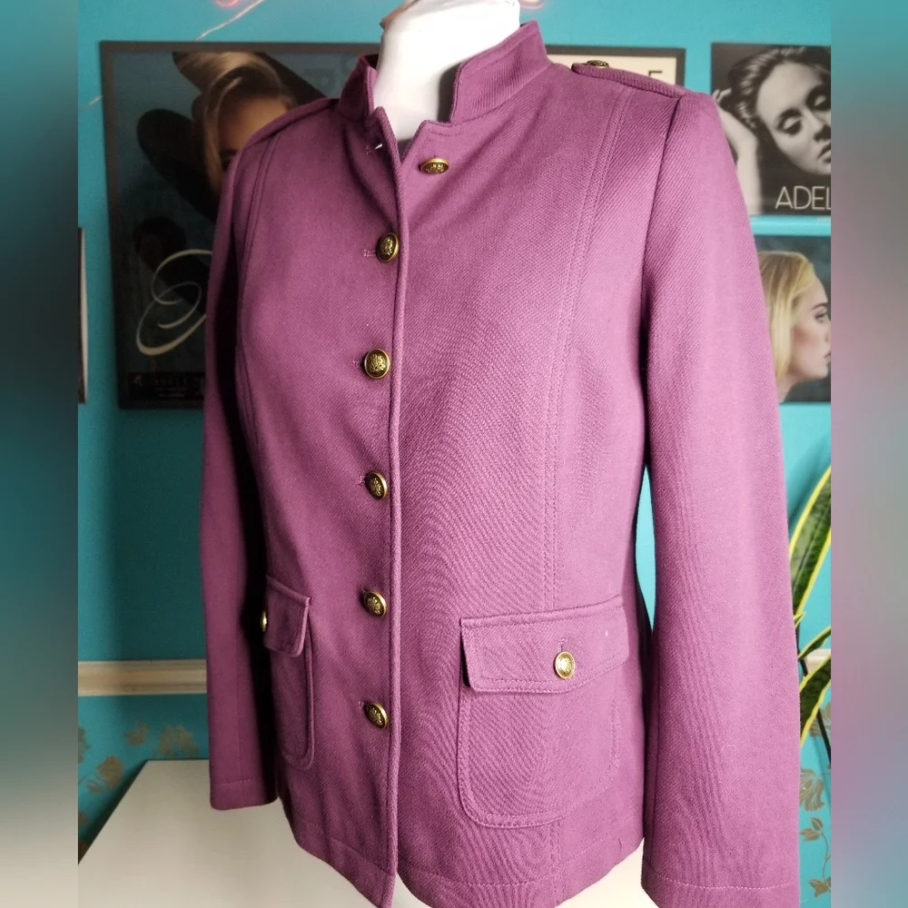 Talbots Knit Band Jacket Eggplant - Picture 16 of 16
